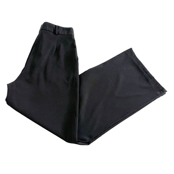 Princess Polly Black Work Slacks Button Front Pinch Pleat Wide Leg SZ6 - Picture 3 of 4